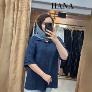 شومیز آستین‌پله‌ای نخی مدل ساحل