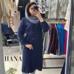 مانتو بلند مدل النا | شانتون رنگبندی سورمه ای