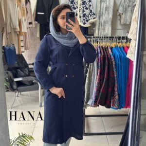 مانتو بلند مدل النا | شانتون رنگبندی سورمه ای