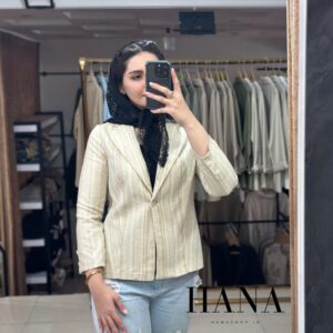 کت اسپرت زنانه مدل کیشا تک رنگ کرم لینن