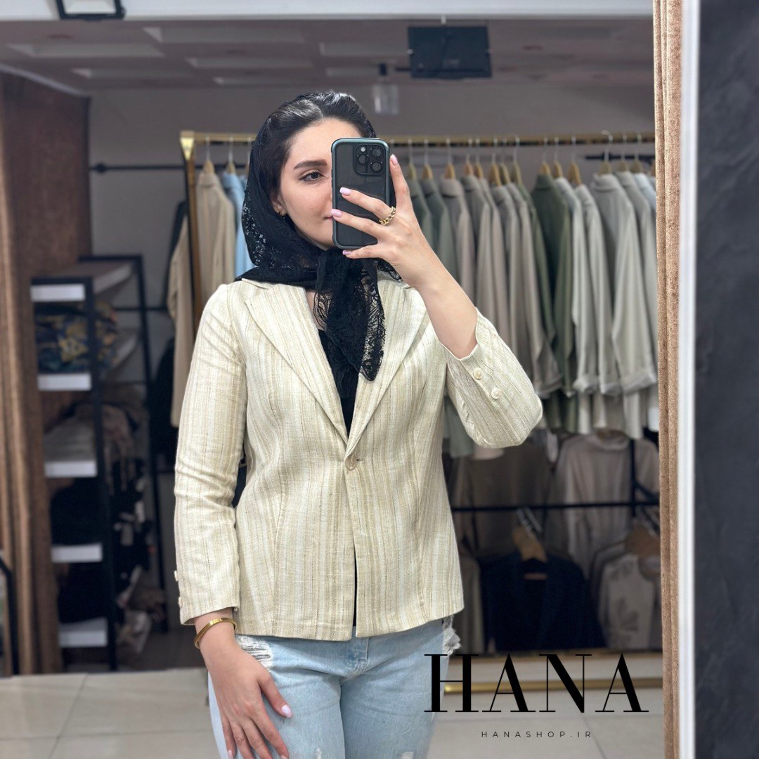 کت اسپرت زنانه مدل کیشا تک رنگ کرم لینن