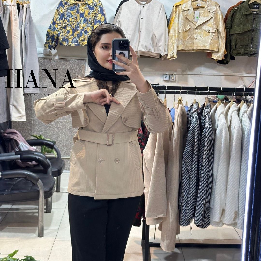 بارانی کرکره‌ای شنل‌دار زنانه کرم برند هانا شاپ