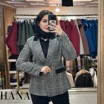 کت زنانه فوتر چهارخانه مدل آوان مخصوص قدبلندها خاکستری