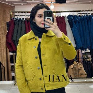 کت فوتر موهر خردلی زنانه کوتاه مدل آوا