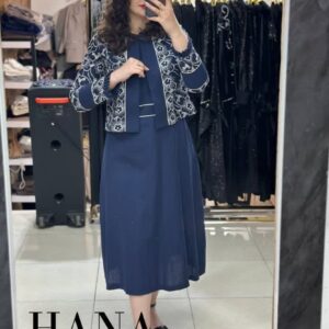 کت سارافون زنانه لینن ژاکارد سورمه ای