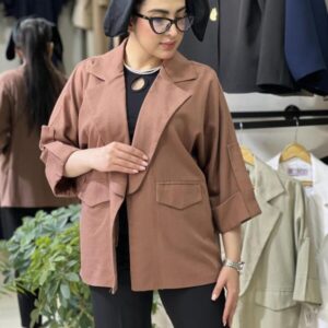 کت مانتو لینن اسپرت زنانه مدل الناز رنگ قهوه ای - هانا شاپ