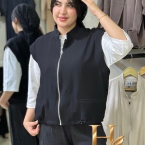 وست زنانه زیپ دار اسپرت مشکی مدل آدرینا هانا شاپ